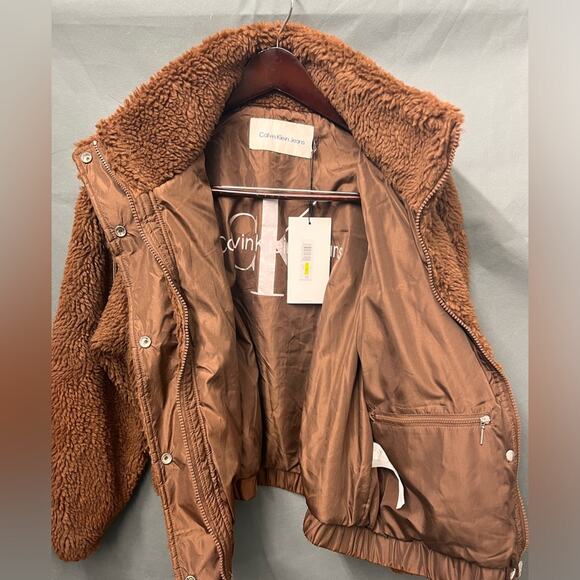 NWT CALVIN KLEIN JEANS Faux Fur Jacket Sz M - Picture 3 of 9